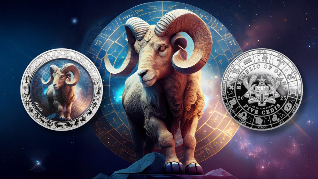 Aries - Space Zodiac Series series coin collection - Ghana 1oz pure silver coin