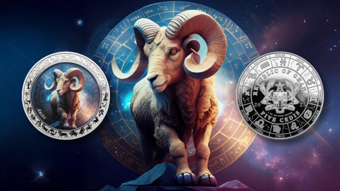 Aries - Space Zodiac Series series coin collection - Ghana 1oz pure silver coin Aries - Space Zodiac Series series coin collection - Ghana 1oz pure silver coin