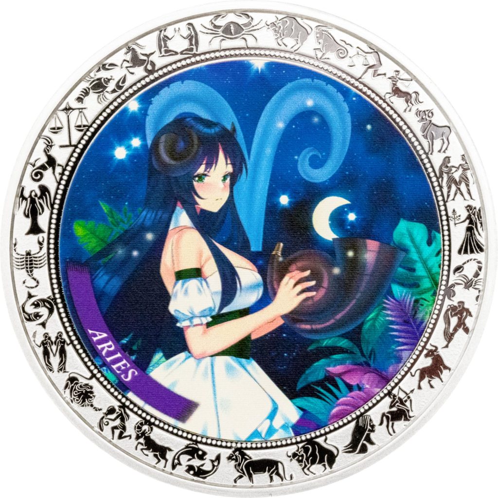 Aries - Anime Zodiac Series series coin collection - Ghana 1oz pure silver coin