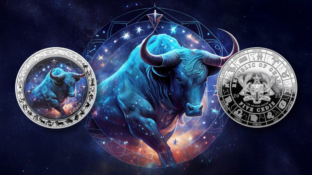 Taurus - Space Zodiac Series series coin collection - Ghana 1oz pure silver coin