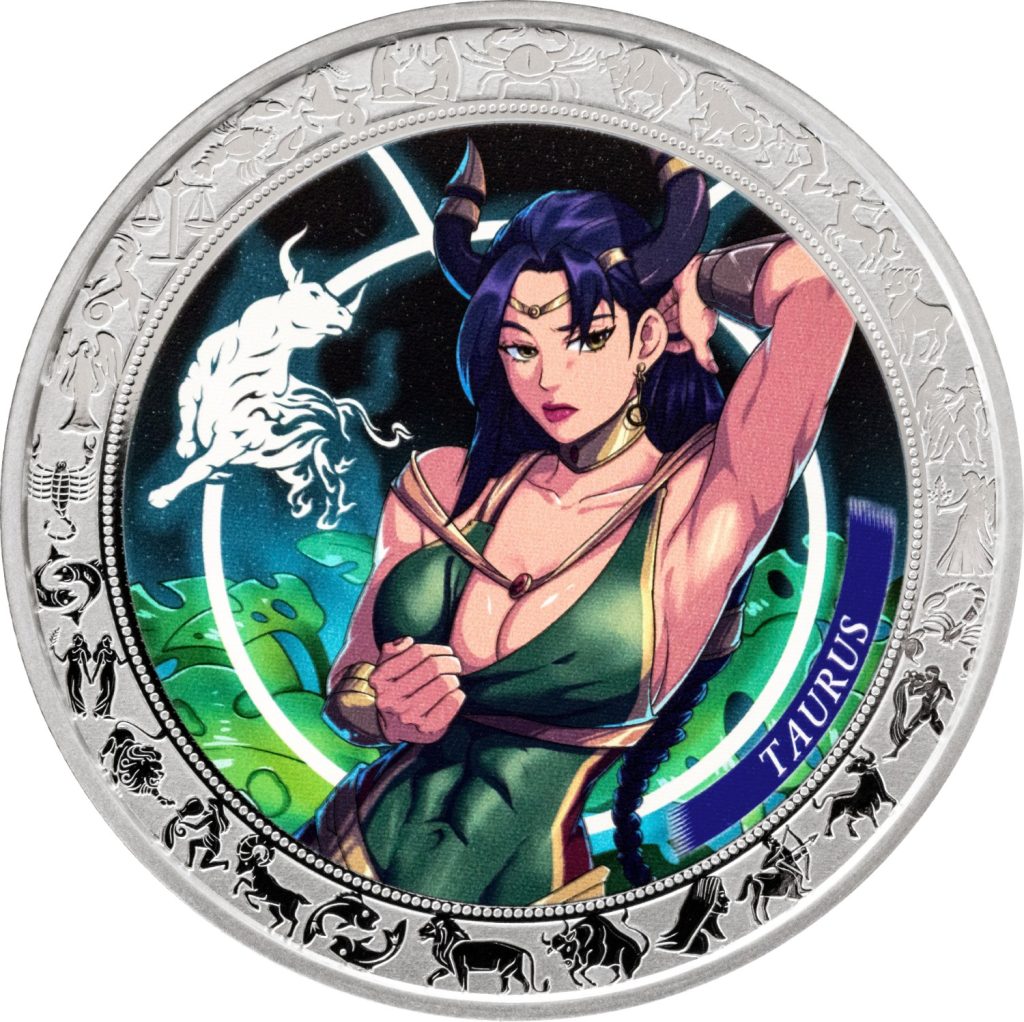 Taurus - Anime Zodiac Series series coin collection - Ghana 1oz pure silver coin