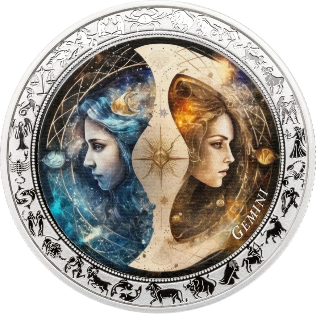 Gemini - Space Zodiac Series series coin collection - Ghana 1oz pure silver coin