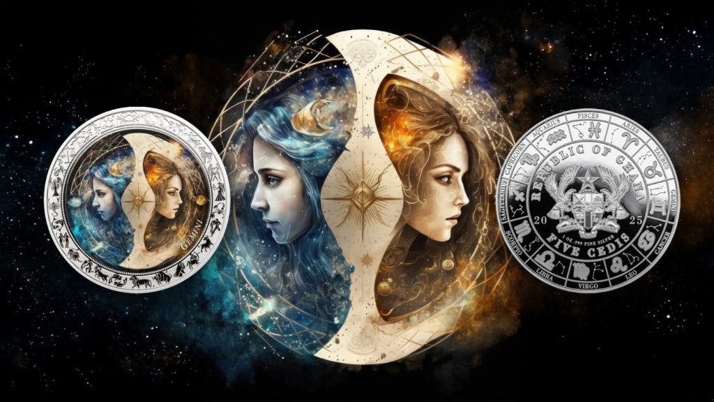Gemini - Space Zodiac Series series coin collection - Ghana 1oz pure silver coin
