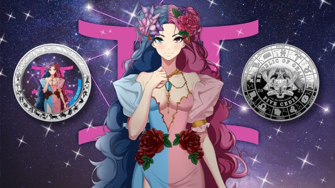 Gemini - Anime Zodiac Series series coin collection - Ghana 1oz pure silver coin Gemini - Anime Zodiac Series series coin collection - Ghana 1oz pure silver coin