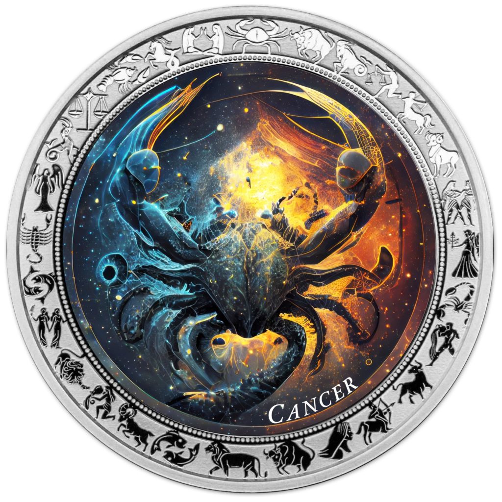Cancer - Space Zodiac Series series coin collection - Ghana 1oz pure silver coin