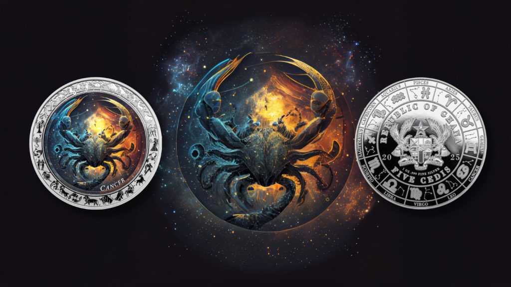 Cancer  - Space Zodiac Series series coin collection - Ghana 1oz pure silver coin