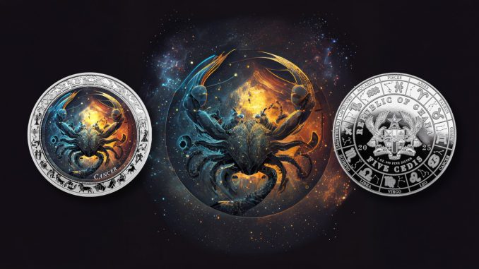 Cancer - Space Zodiac Series series coin collection - Ghana 1oz pure silver coin