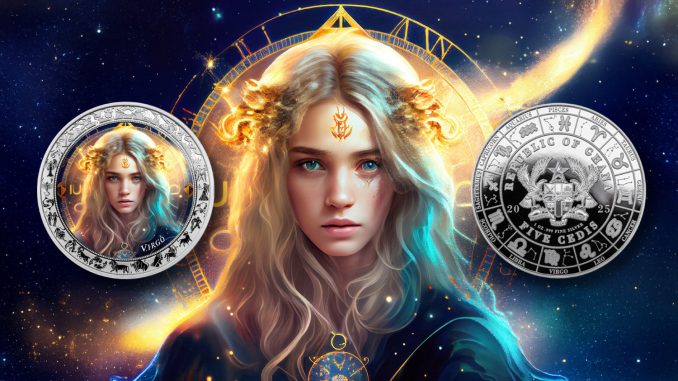 Virgo - Space Zodiac Series series coin collection - Ghana 1oz pure silver coin