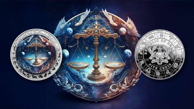 Libra - Space Zodiac Series series coin collection - Ghana 1oz pure silver coin
