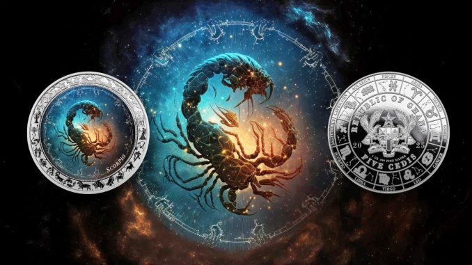 Scorpio - Space Zodiac Series series coin collection - Ghana 1oz pure silver coin