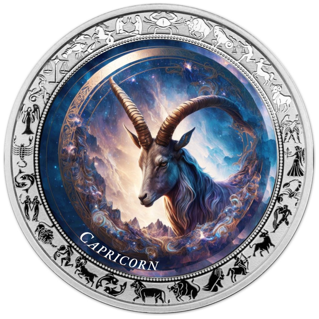 Capricorn - Space Zodiac Series series coin collection - Ghana 1oz pure silver coin