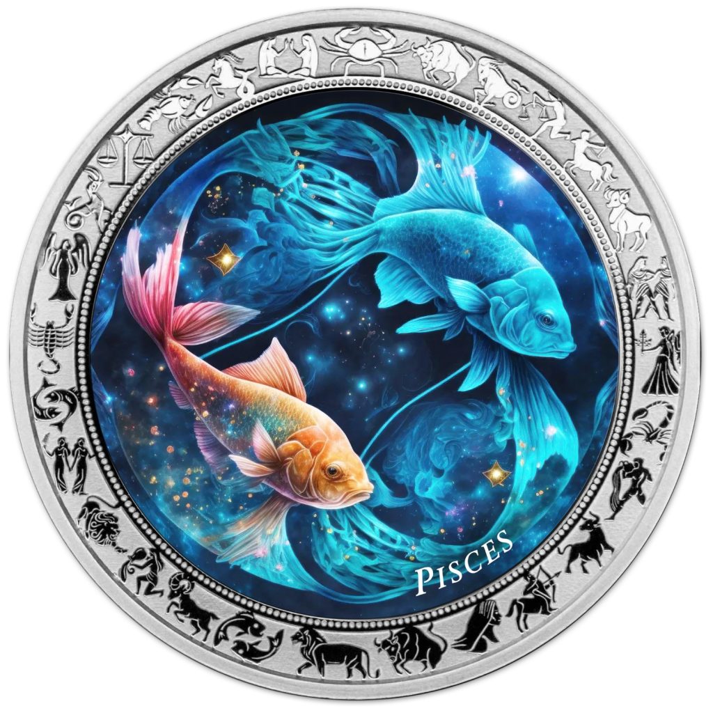 Pisces - Space Zodiac Series series coin collection - Ghana 1oz pure silver coin
