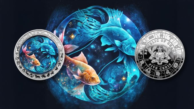 Pisces - Space Zodiac Series series coin collection - Ghana 1oz pure silver coin