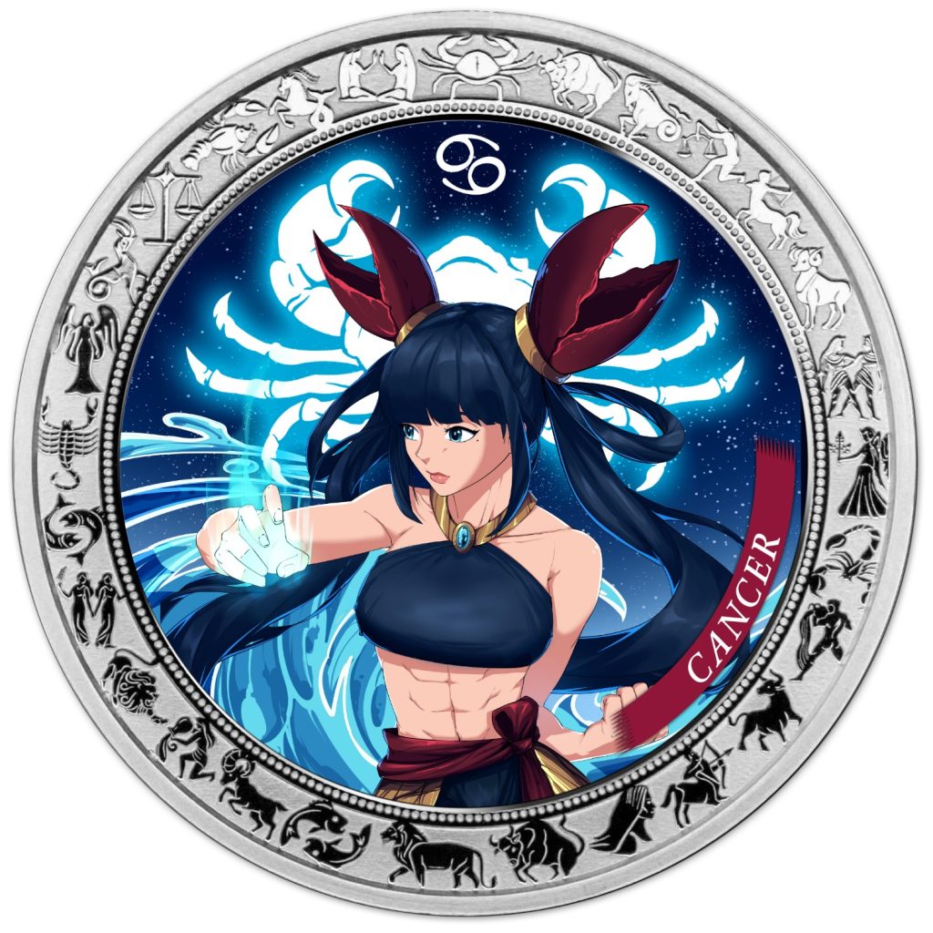Cancer - Anime Zodiac Series series coin collection - Ghana 1oz pure silver coin