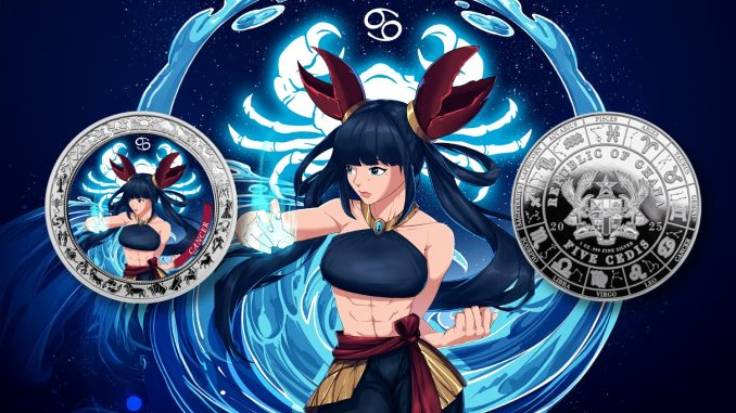 Cancer - Anime Zodiac Series series coin collection - Ghana 1oz pure silver coin