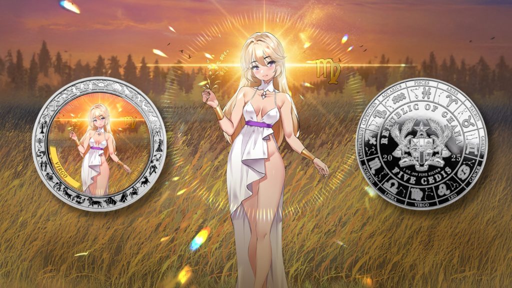 Virgo - Anime Zodiac Series series coin collection - Ghana 1oz pure silver coin