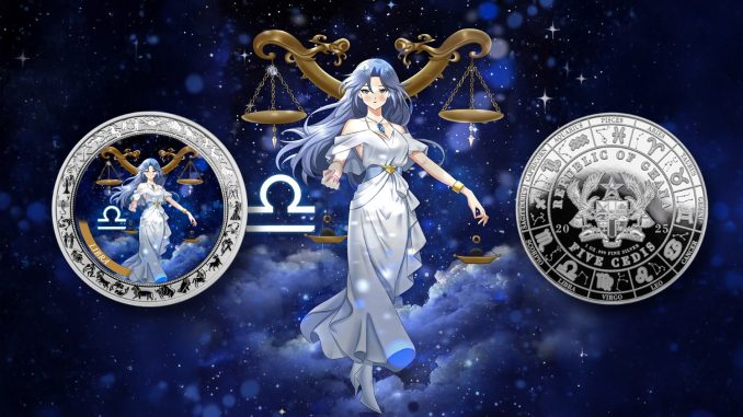 Libra - Anime Zodiac Series series coin collection - Ghana 1oz pure silver coin