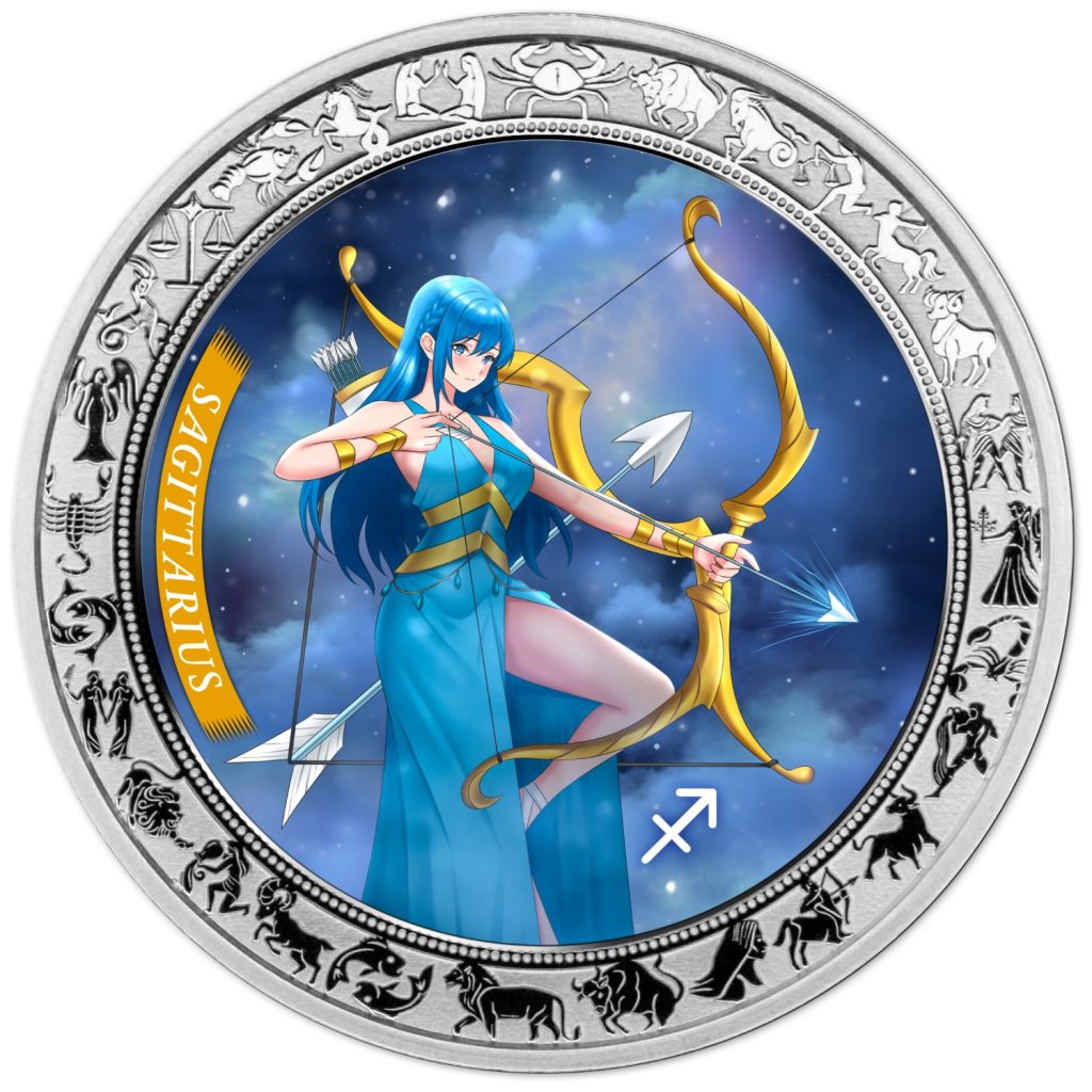 Sagittarius - Anime Zodiac Series series coin collection - Ghana 1oz pure silver coin
