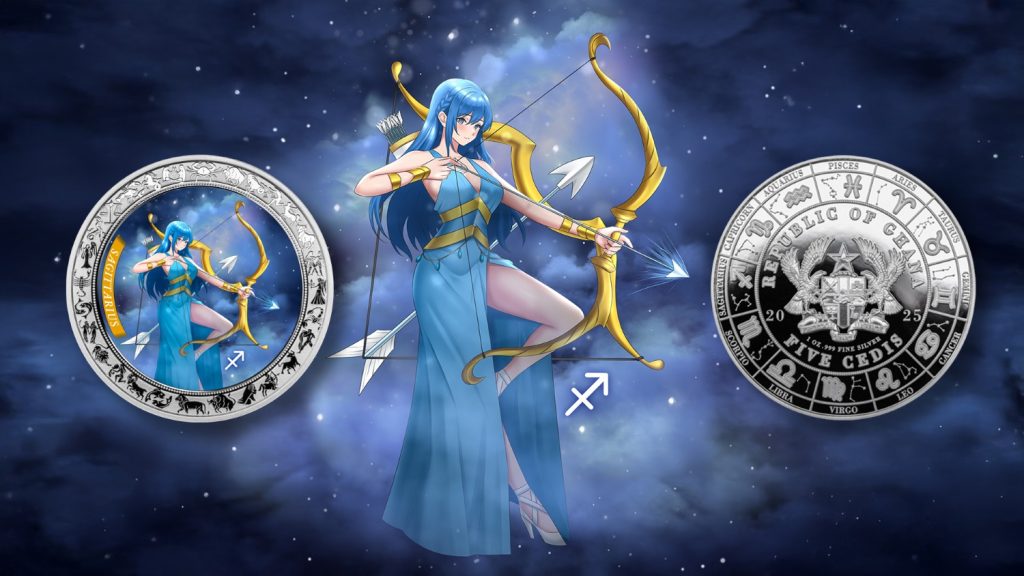 Sagittarius - Anime Zodiac Series series coin collection - Ghana 1oz pure silver coin