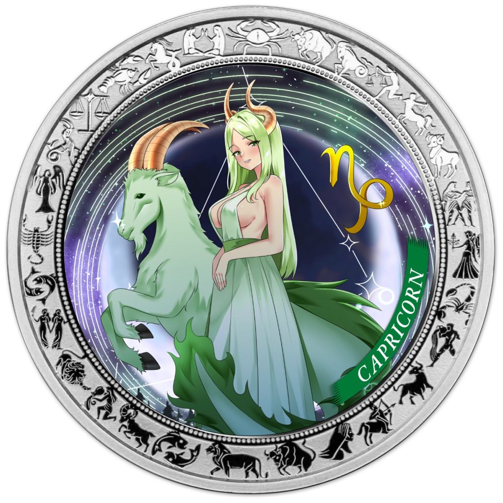 Capricorn - Anime Zodiac Series series coin collection - Ghana 1oz pure silver coin