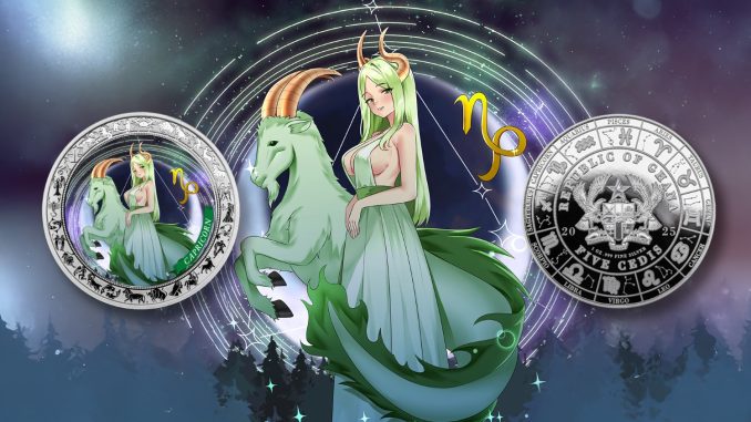 Capricorn - Anime Zodiac Series series coin collection - Ghana 1oz pure silver coin