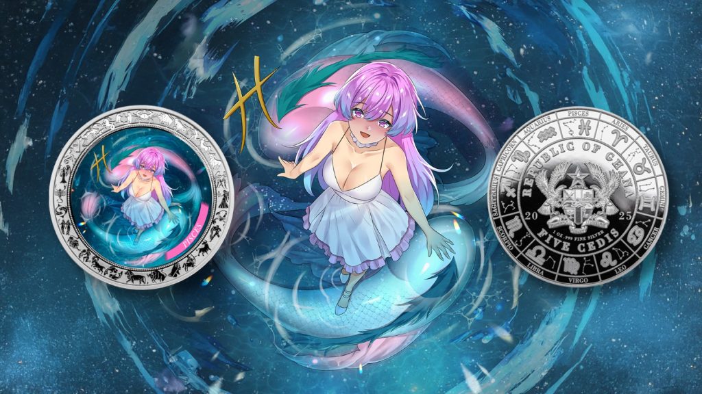 Pisces - Anime Zodiac Series series coin collection - Ghana 1oz pure silver coin