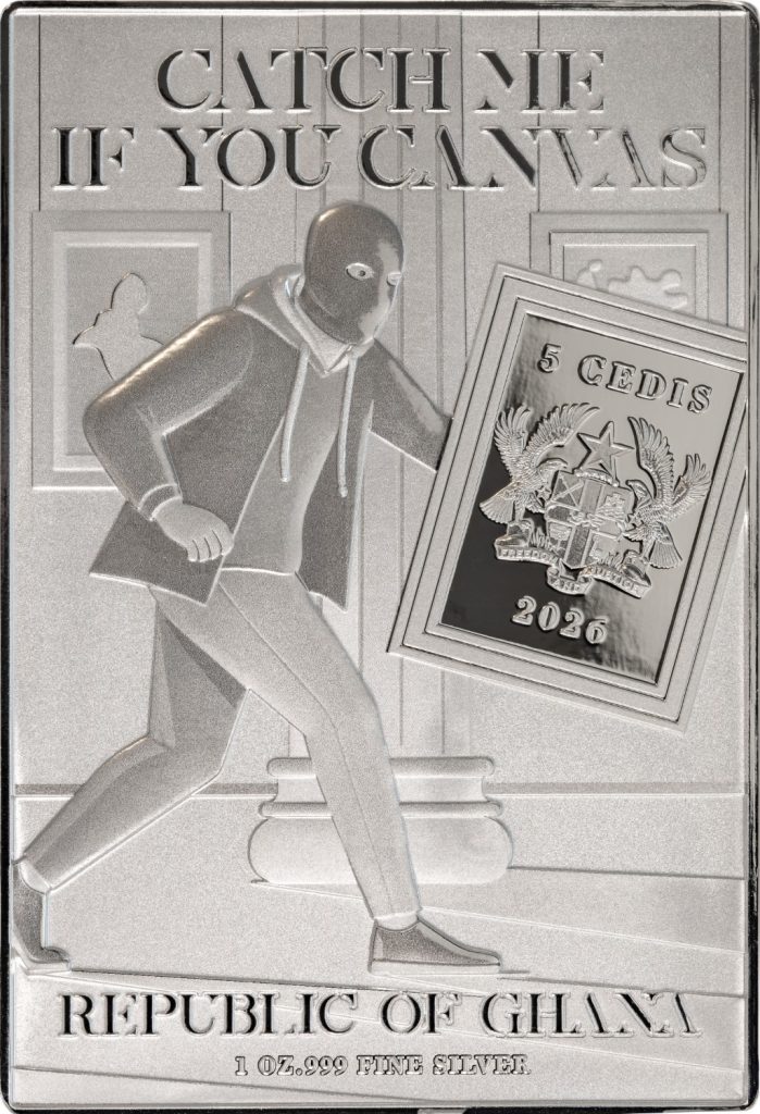 Portrait of Adele Bloch-Bauer I by Gustav Klimt - Catch Me If You Canvas (Stolen Art) series coin collection - Ghana 1oz pure silver coin