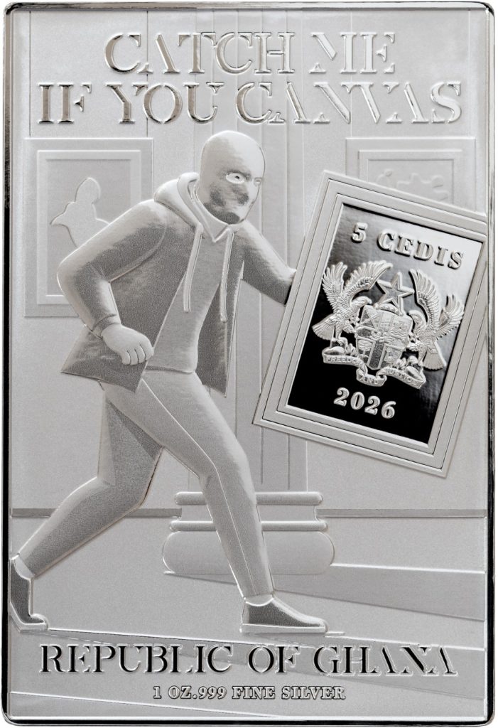 Poppy Flowers by Van Gogh - Catch Me If You Canvas (Stolen Art) series coin collection - Ghana 1oz pure silver coin