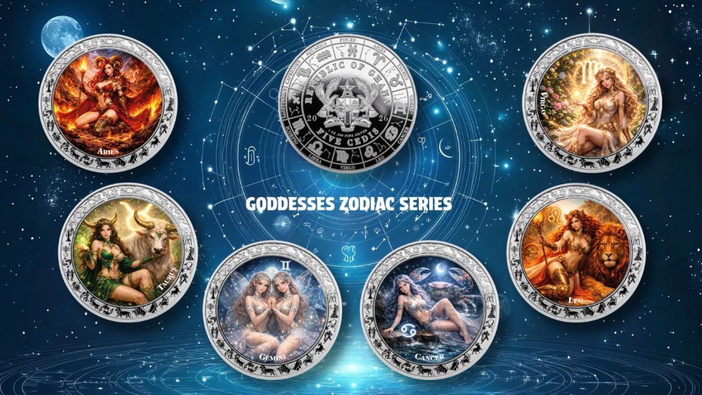 Virgo - Goddesses Zodiac Series series coin collection - Ghana 1oz pure silver coin