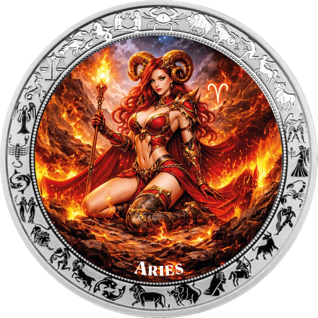 Aries - Goddesses Zodiac Series series coin collection - Ghana 1oz pure silver coin