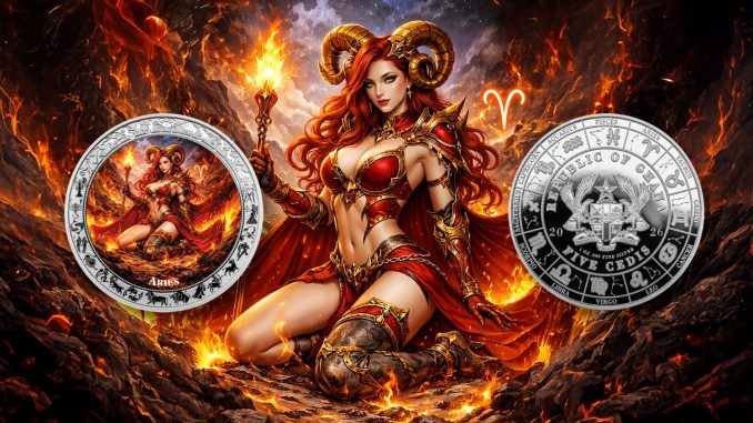 Aries - Goddesses Zodiac Series series coin collection - Ghana 1oz pure silver coin