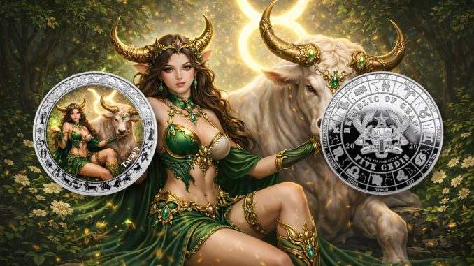 Taurus - Goddesses Zodiac Series series coin collection - Ghana 1oz pure silver coin