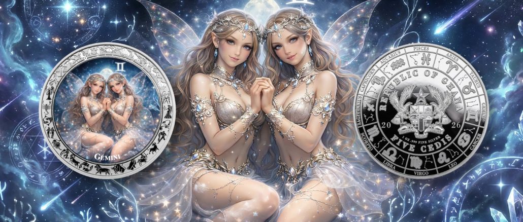 Gemini - Goddesses Zodiac Series series coin collection - Ghana 1oz pure silver coin