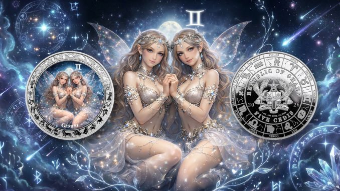 Gemini - Goddesses Zodiac Series series coin collection - Ghana 1oz pure silver coin