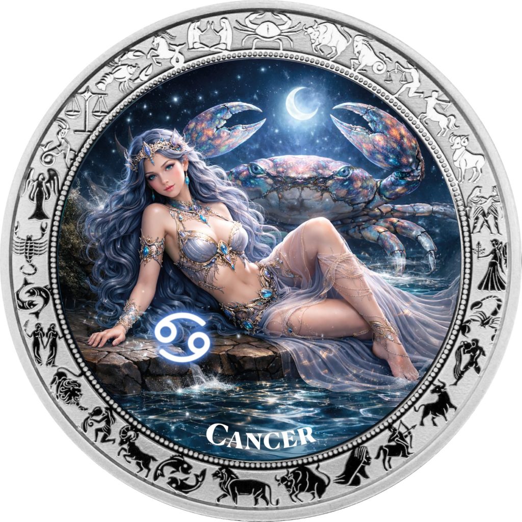 Cancer - Goddesses Zodiac Series series coin collection - Ghana 1oz pure silver coin