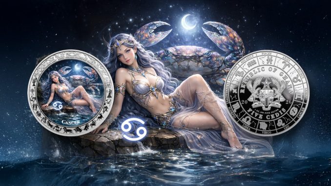 Cancer - Goddesses Zodiac Series series coin collection - Ghana 1oz pure silver coin