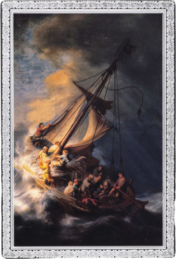 Storm on the Sea of Galilee by Rembrandt - Catch Me If You Canvas (Stolen Art) series coin collection - Ghana 1oz pure silver coin