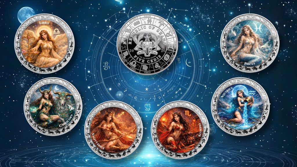 Libra - Goddesses Zodiac Series series coin collection - Ghana 1oz pure silver coin