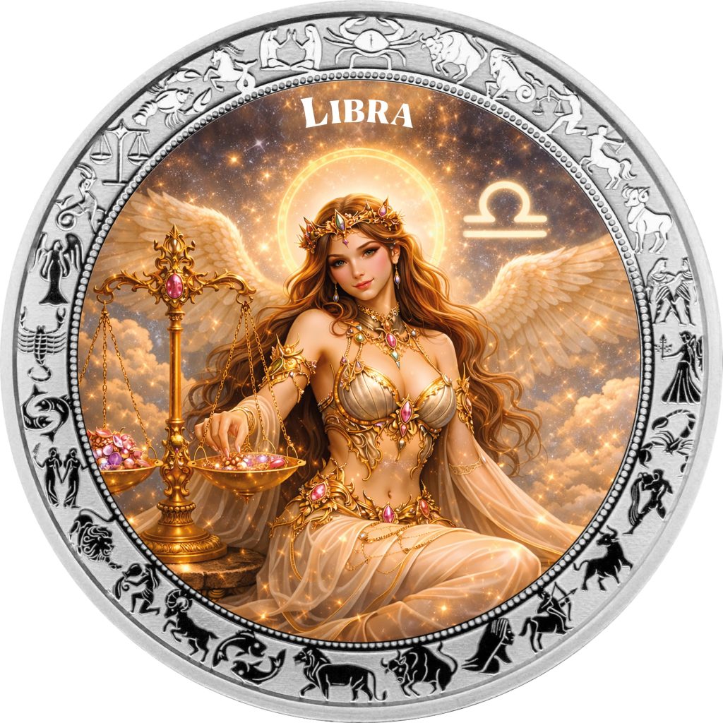 Libra - Goddesses Zodiac Series series coin collection - Ghana 1oz pure silver coin
