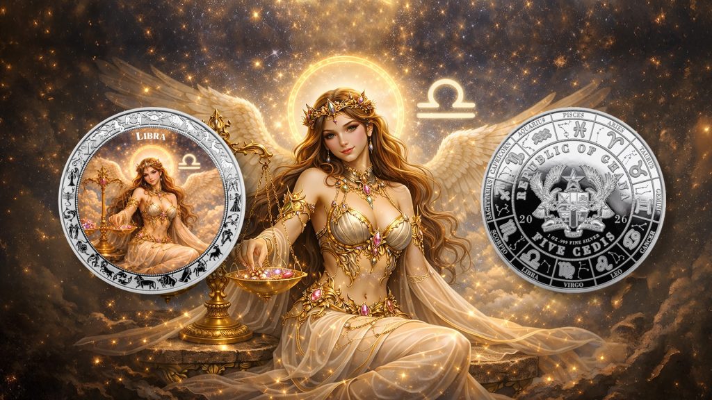 Libra - Goddesses Zodiac Series series coin collection - Ghana 1oz pure silver coin