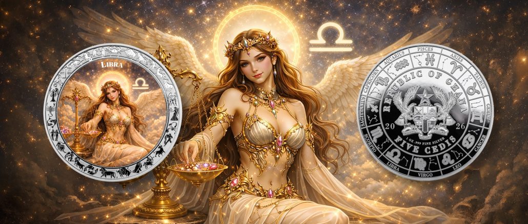 Libra - Goddesses Zodiac Series series coin collection - Ghana 1oz pure silver coin