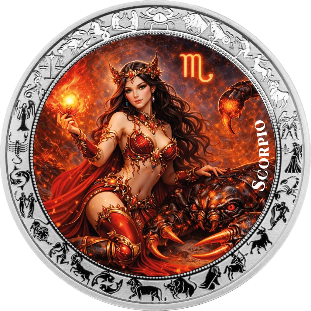 Scorpio - Goddesses Zodiac Series series coin collection - Ghana 1oz pure silver coin