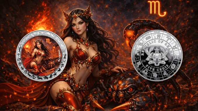 Scorpio - Goddesses Zodiac Series series coin collection - Ghana 1oz pure silver coin