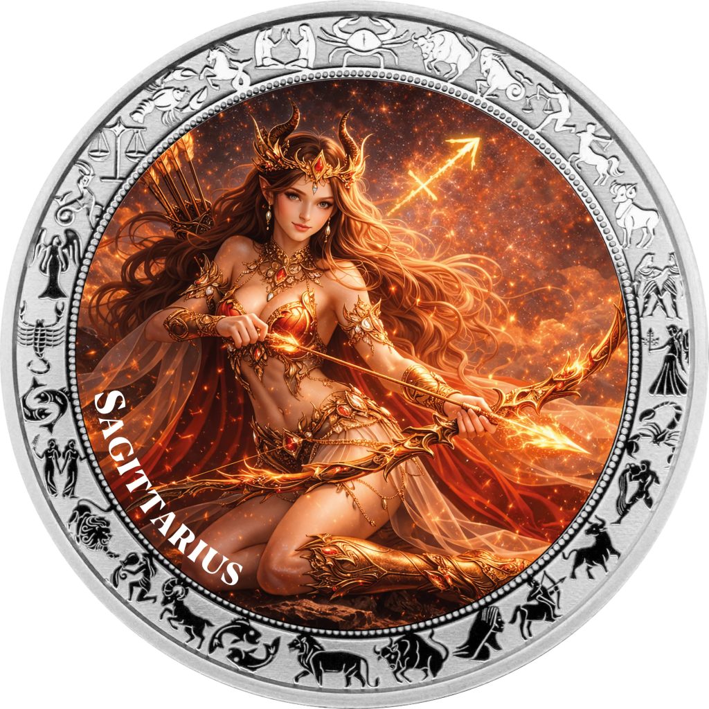 Sagittarius - Goddesses Zodiac Series series coin collection - Ghana 1oz pure silver coin