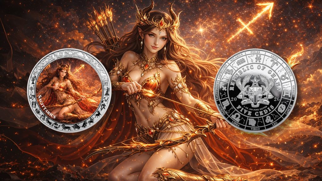 Sagittarius - Goddesses Zodiac Series series coin collection - Ghana 1oz pure silver coin