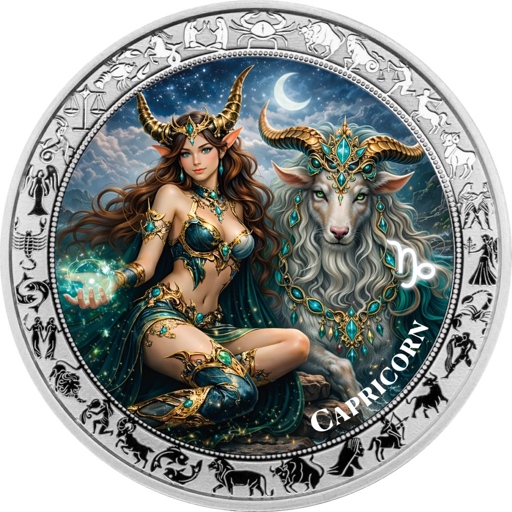 Capricorn - Goddesses Zodiac Series series coin collection - Ghana 1oz pure silver coin