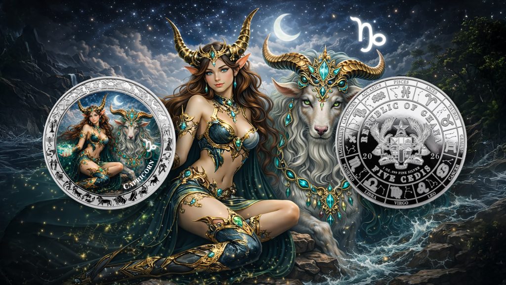 Capricorn - Goddesses Zodiac Series series coin collection - Ghana 1oz pure silver coin