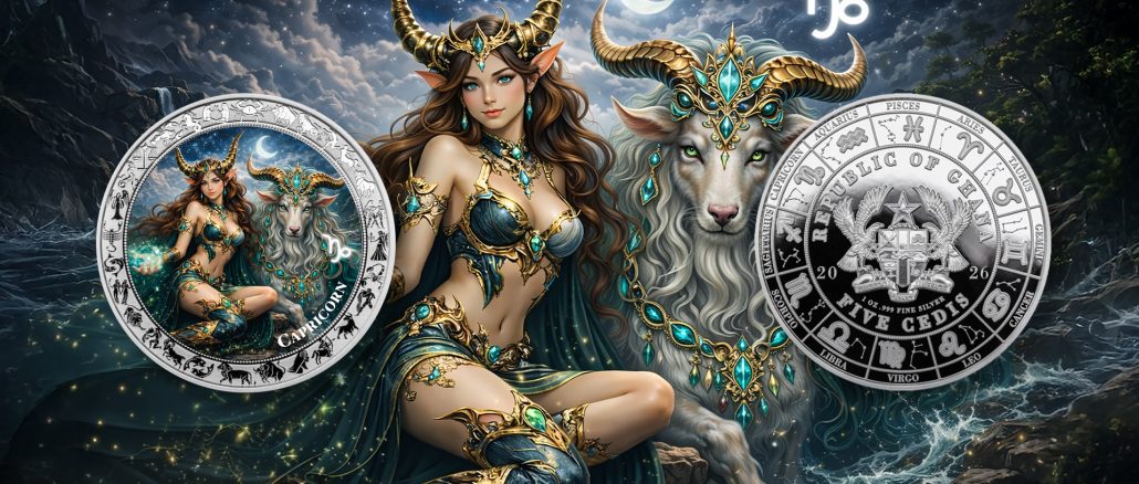 Capricorn - Goddesses Zodiac Series series coin collection - Ghana 1oz pure silver coin