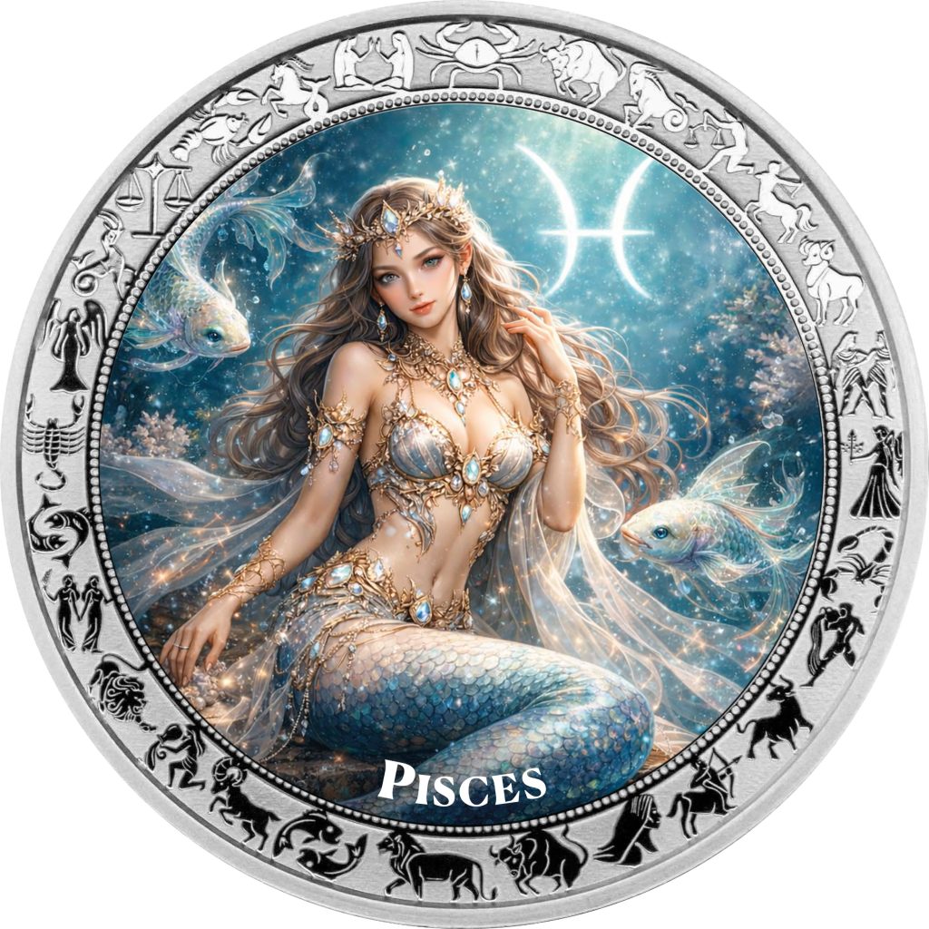 Aquarius - Goddesses Zodiac Series series coin collection - Ghana 1oz pure silver coin
