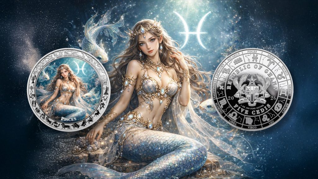 Aquarius - Goddesses Zodiac Series series coin collection - Ghana 1oz pure silver coin